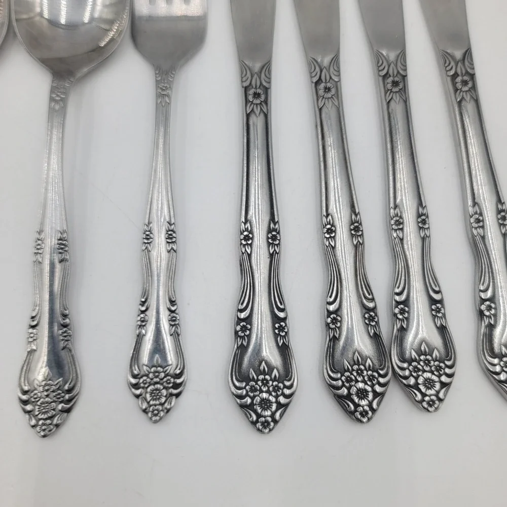 14pc Stanley Roberts Dream Rose Stainless Flatware Set Spoons Fork Knives Korea